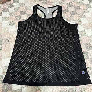 Bundle Set Champion Women's Gym Black Netted Racerback Tank & Drawstring Shorts